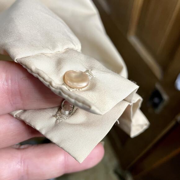 Vintage Alice Stuart 18 A Women's button down blouse tan long sleeve - Picture 4 of 11